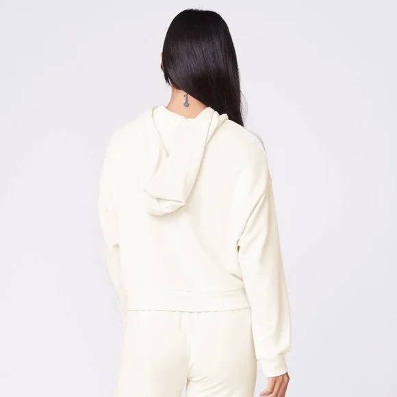 MONROW ARCHIVES Supersoft Fleece Girlfriend Pullover In Buttercream - Picture 4 of 6